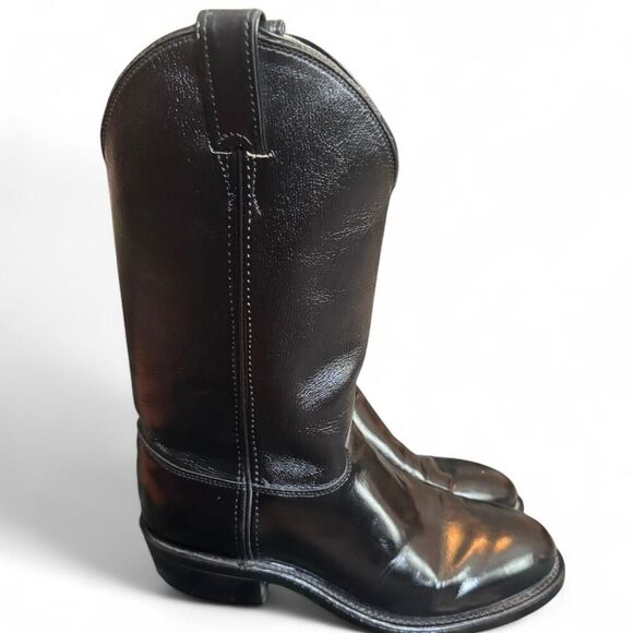 Justin Western Boots Mens 8.5E Black Leather Cowboy Boots USA Made Roper Style main image 7